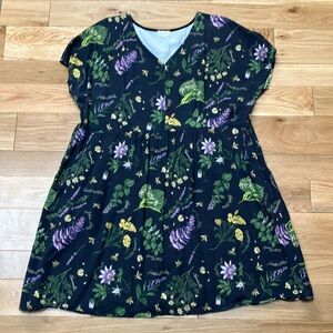 Field Day Dolman Dress with Purple and Green Floral Design 4X